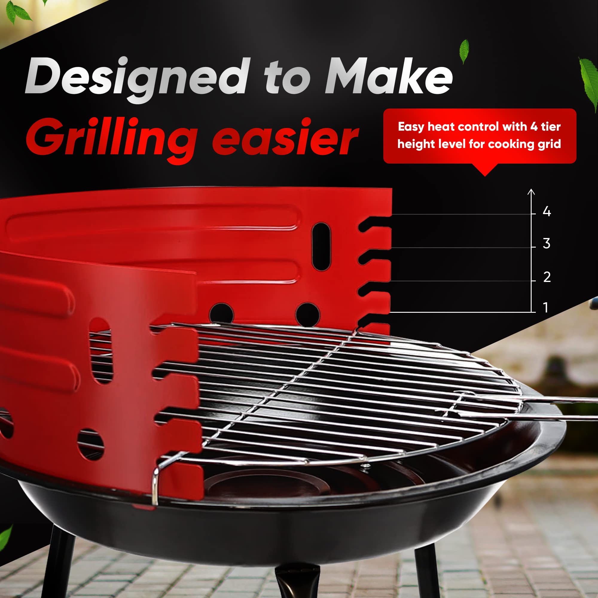16 inch Portable Barbecue Grill with Dual Venting and Oxygen Depletion Safety Device