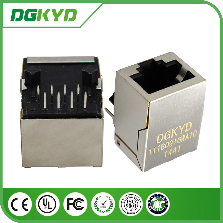 Ethernet Cat6 rj45 Female Jack Shielded Connectors with Vertical magnetics