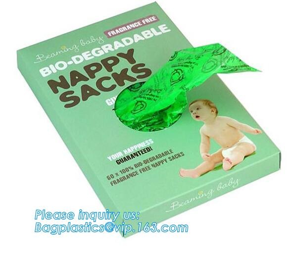 plastic t-shirt shape bag/ diaper sack bag with powder scent, biodegradable custom baby disposable diaper nappy bag, pac