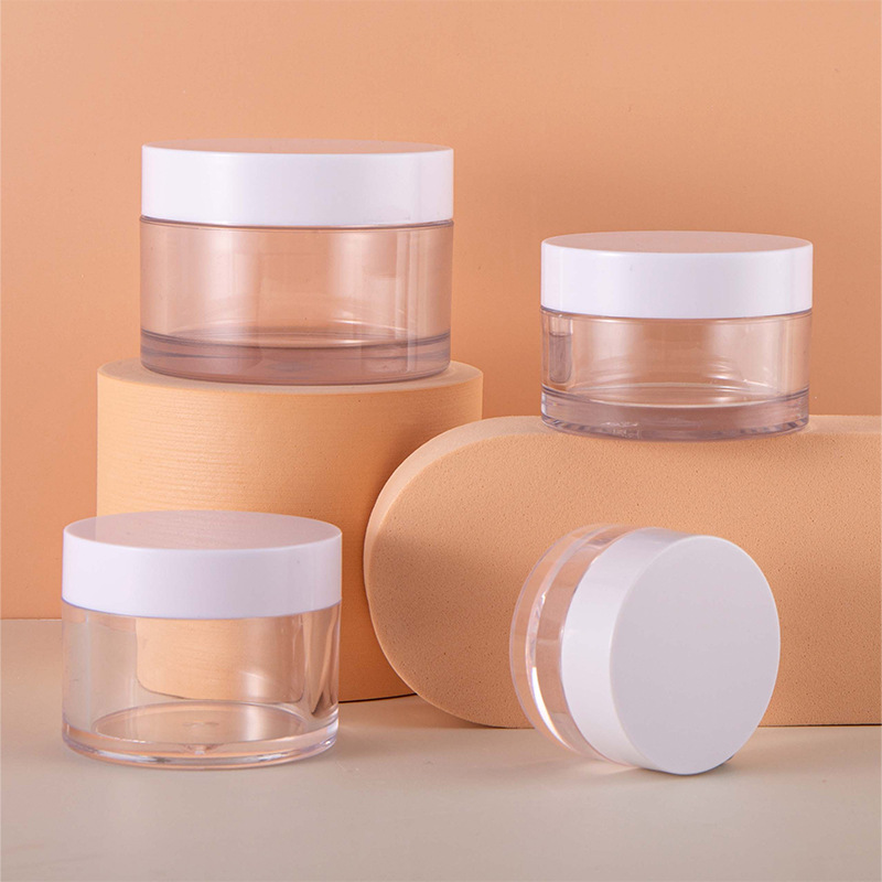 PET Food 100ml 150ml 250ml 300ml 16oz 32oz Amber Black PET Plastic Cosmetic Cream Jar with Aluminum Lid and Durable