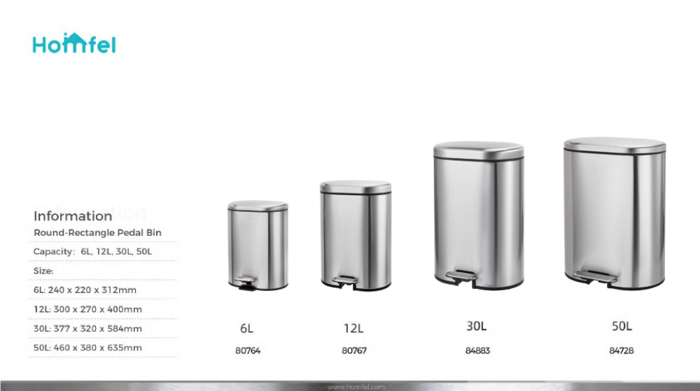ODM Stainless Steel rounded rectangle Foot pedalTrash Can With Soft Close Lid ktichen trash bin