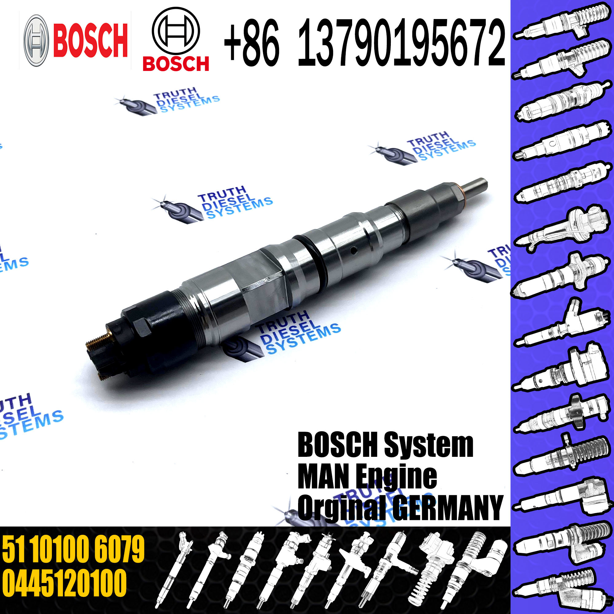 51101006079 common rail injector 0445120219 51101006127 for MAN TGA TGL TGX 12.4D diesel injector nozzle 0445120219