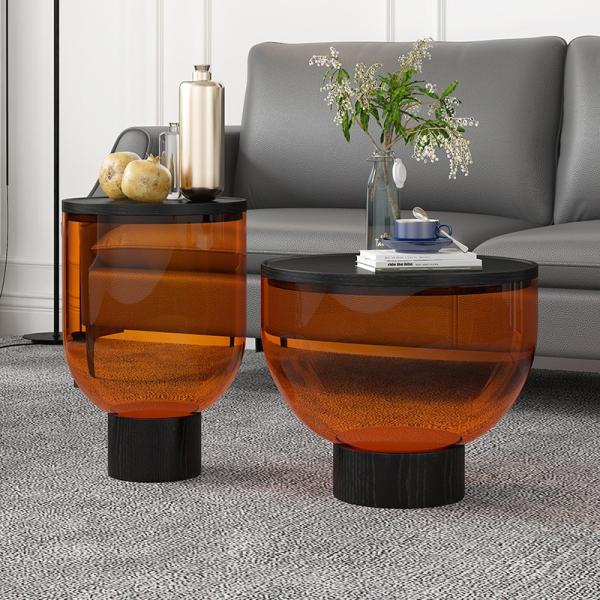 Quality Round Tempered Glass Top Coffee Table OEM Bowl Coffee Table for sale