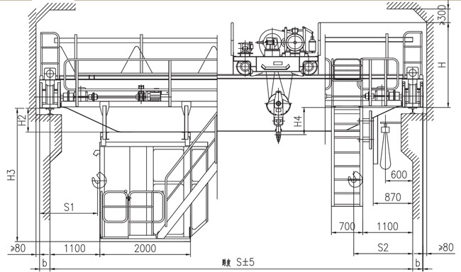 Steel Plant Double Girder Overhead Travelling Crane Easy Operated