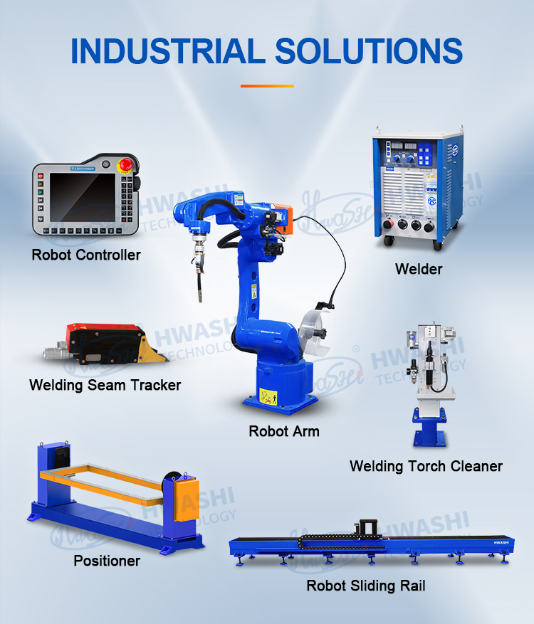 Hwashi Automatic MIG TIG Welding Robot With Rotating Station For Storage Rack Corner