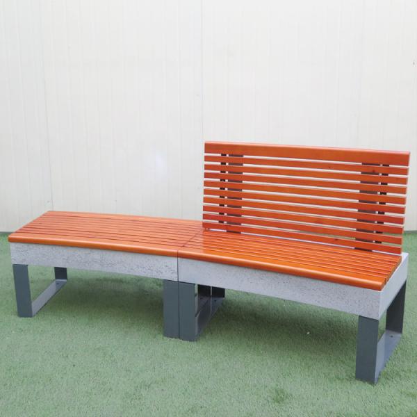 Garden Wooden Stone Bench set with Backrest Stone leg metal Wood Bench Wholesale