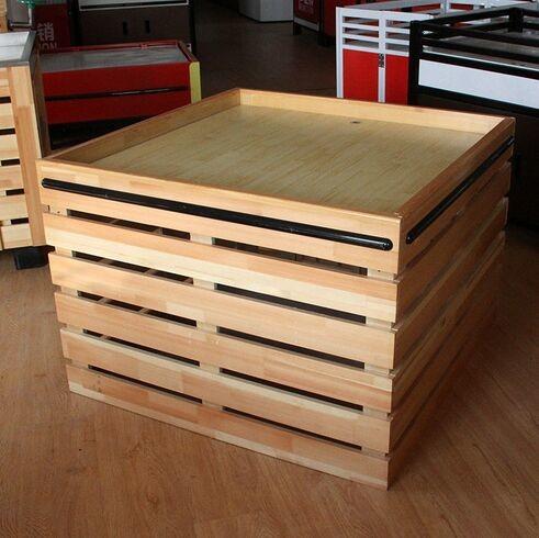 Supermarket Fruit And Vegetable Wooden Retail Display Shelves / Wooden Display