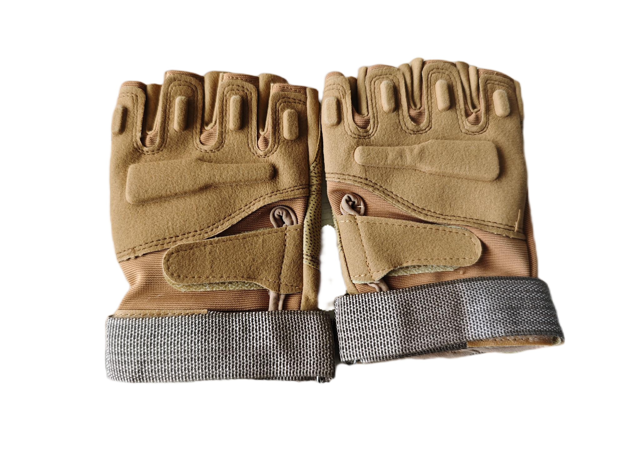 TactiGrip Brown Combat Gloves (Half-Finger) - Reinforced Knuckle & Palm Guard