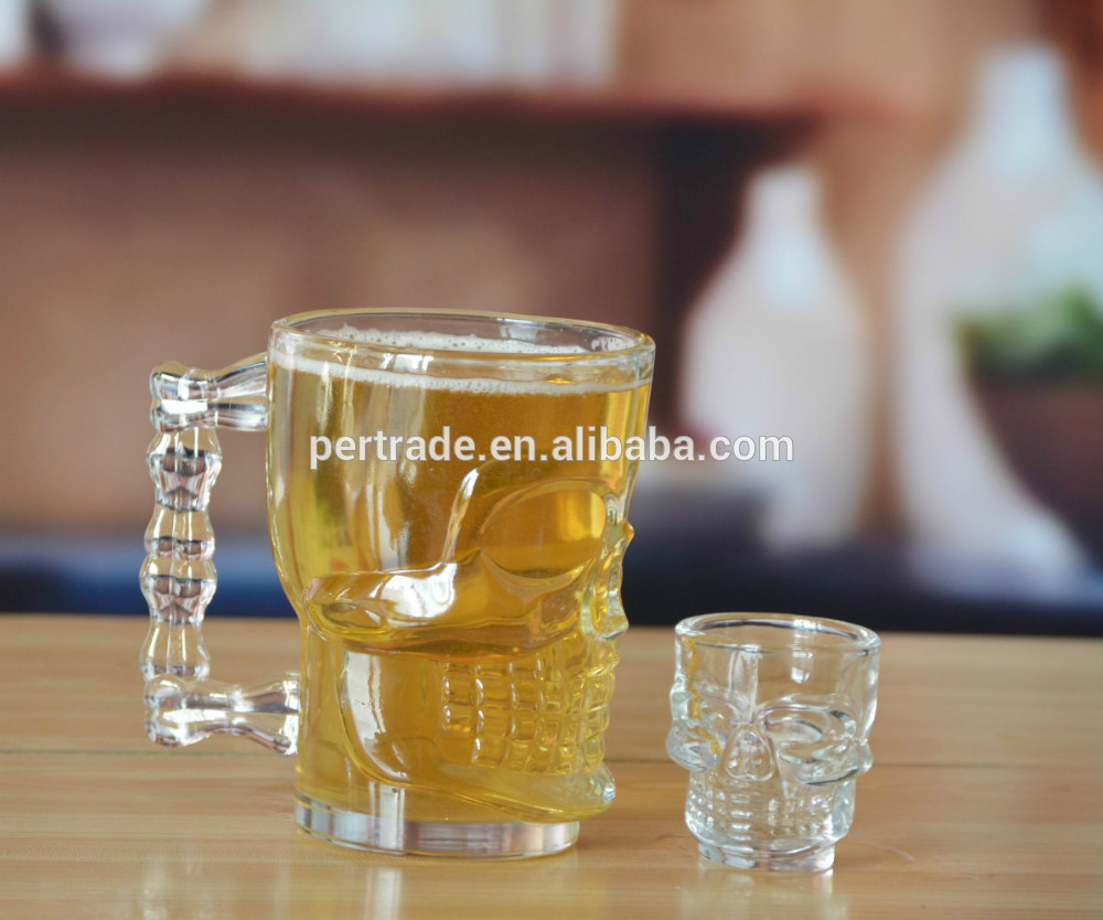 Machine Made Embossed Skull 1.5 Oz Shot Glasses