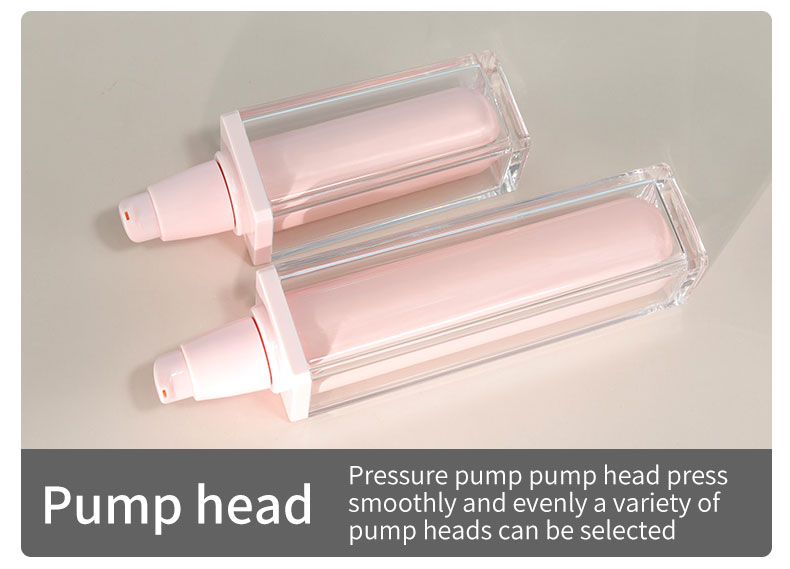 Screen Printing Square Acrylic Bottles Light Pink Perfume Bottle 50ml 100ml For Skin Care Products