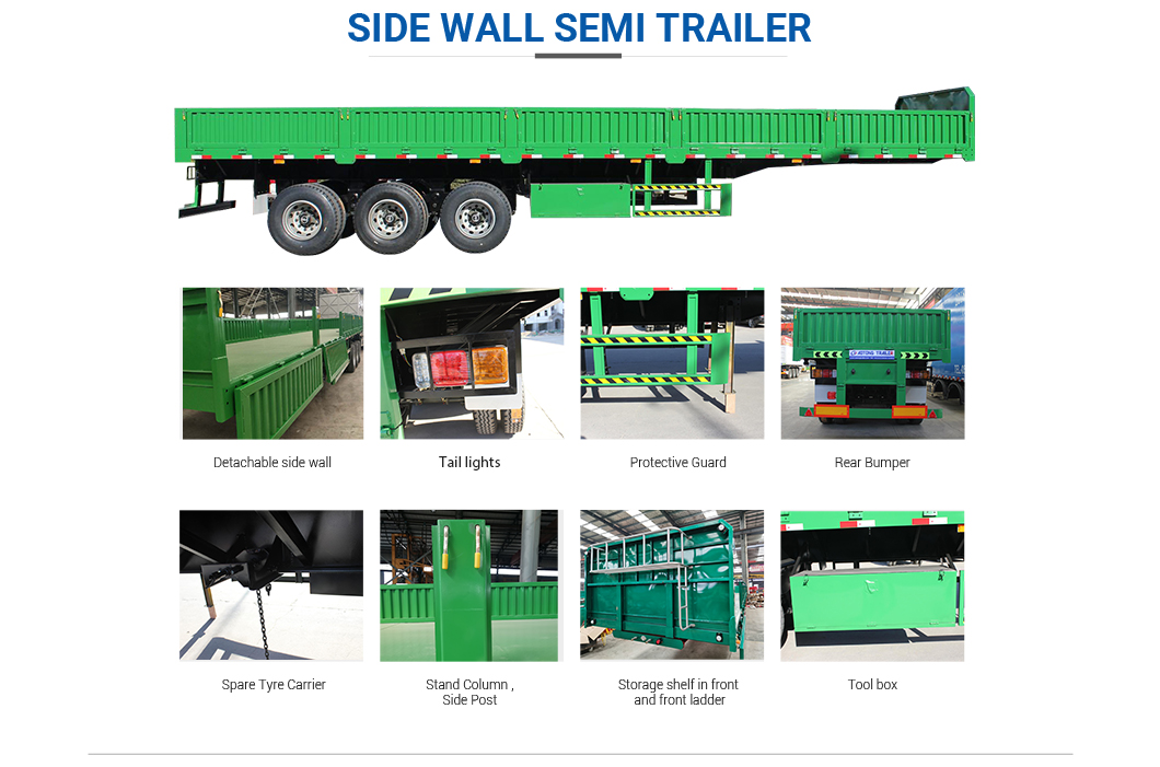 3 Axles 40t Bulk Cargo Semi Trailer with Side Wall As Per Client's Specifications