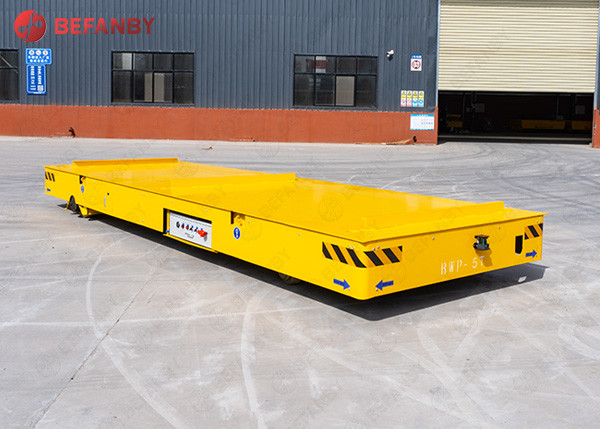 Auto Precast Concrete Floor Industrial Trolley Cart , 1-500 Tons Turning Battery trackless Transfer Trolley