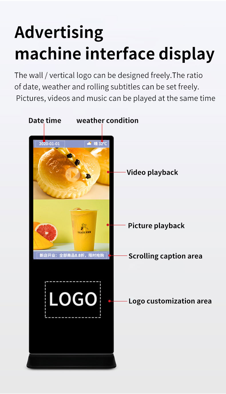 Indoor price lcd advertising display screen kiosk digital signage and displays