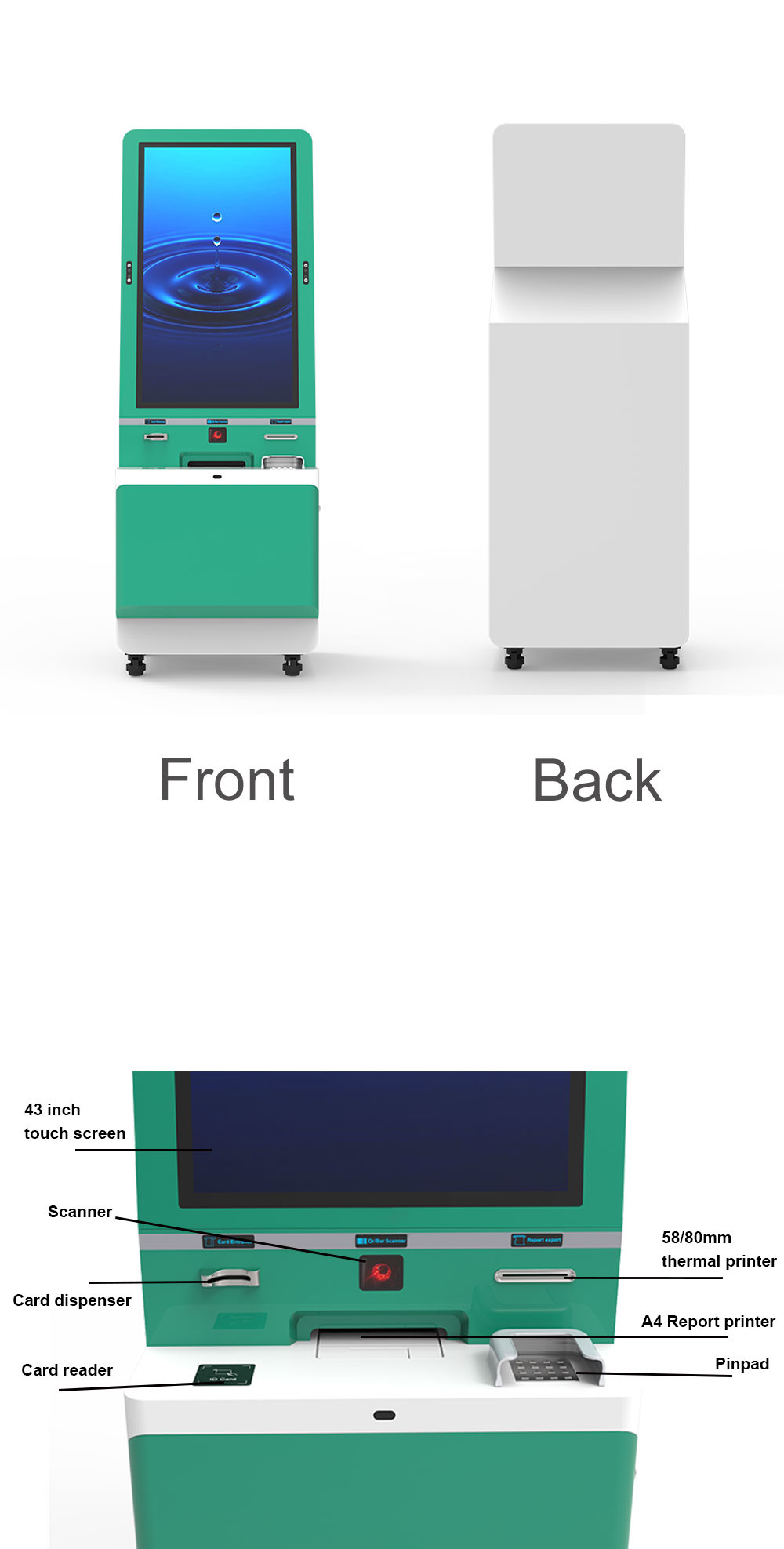 Smart Self Printing Kiosk Terminal Payment Self Service Credit Card Kiosks With Pos