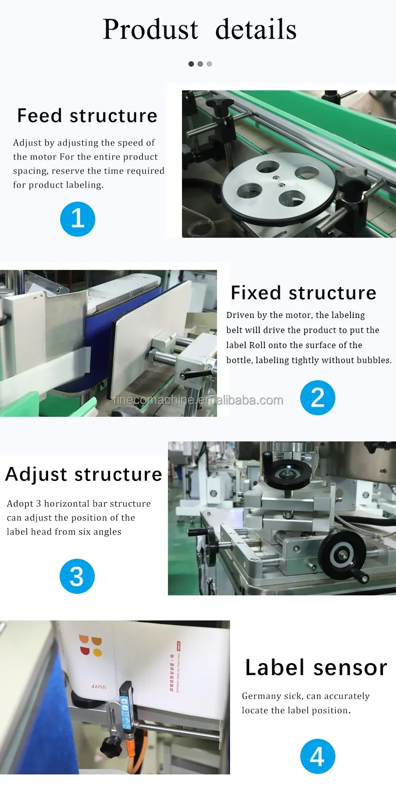 Electric Driven FK-803 Vertical Round Bottle Adhesive Labeling Machine for Square Bottle