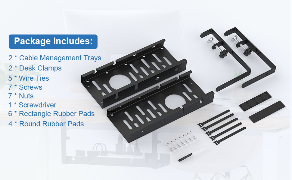 Carbon Steel Cable Management Tray Adjustable 13.8'' into 21.8'' for Living Room