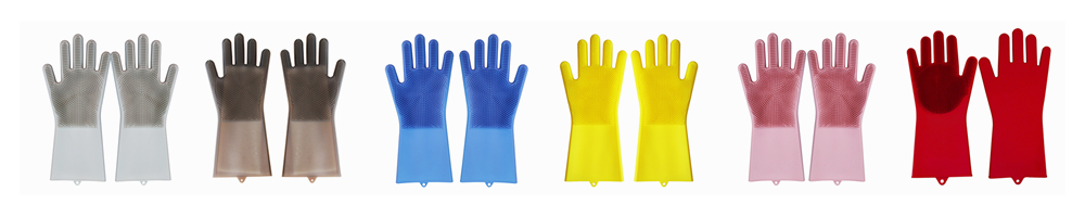 Magic Reusable Heat Resistant Silicone Gloves with Wash Scrubber for Cleaning Household Dish Washing Washing the Car