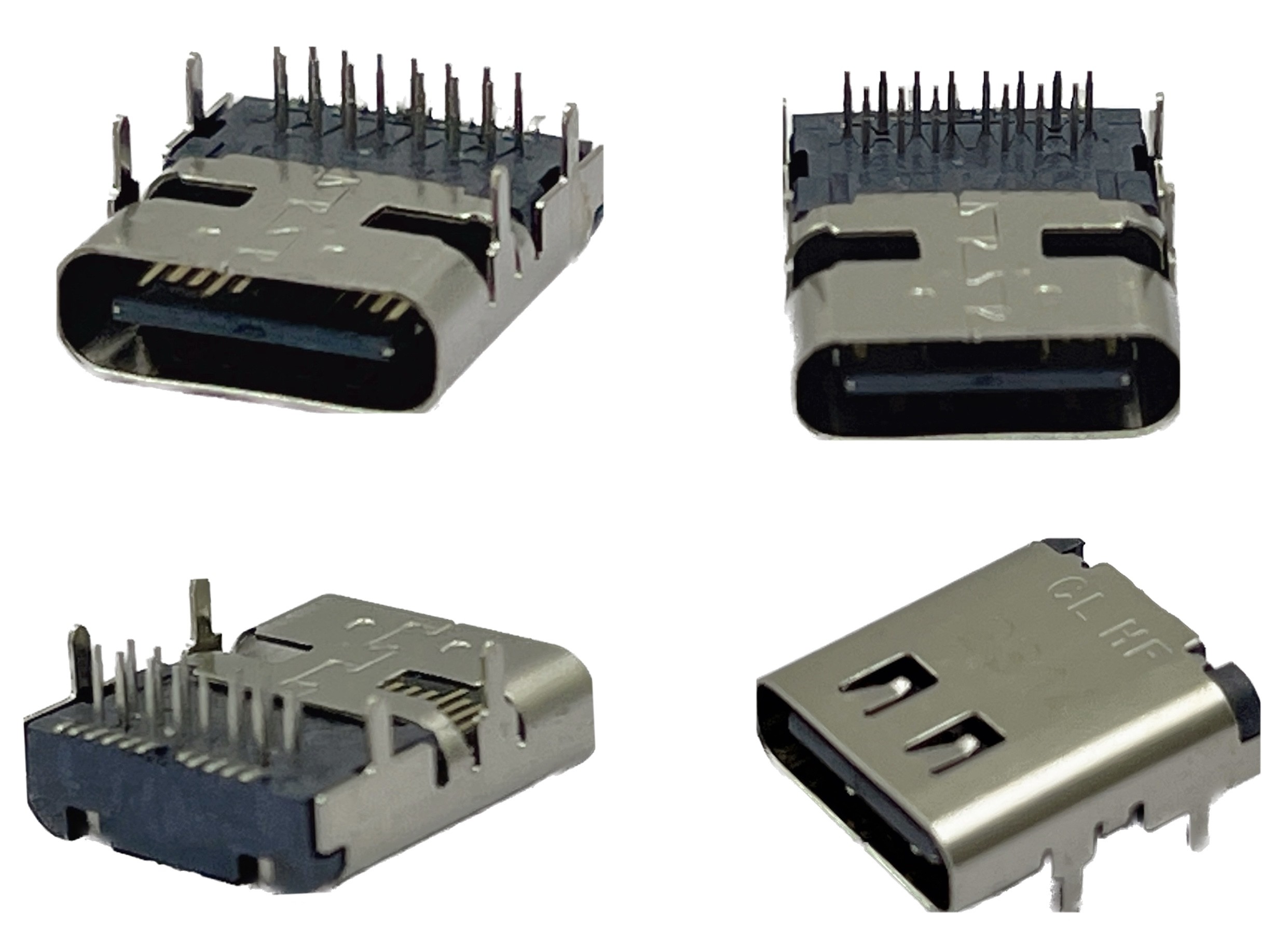 Type C USB 3.1 AF 24 Pin 4 Legs Female Socket SMT Flat Solder Connector 90 Degree