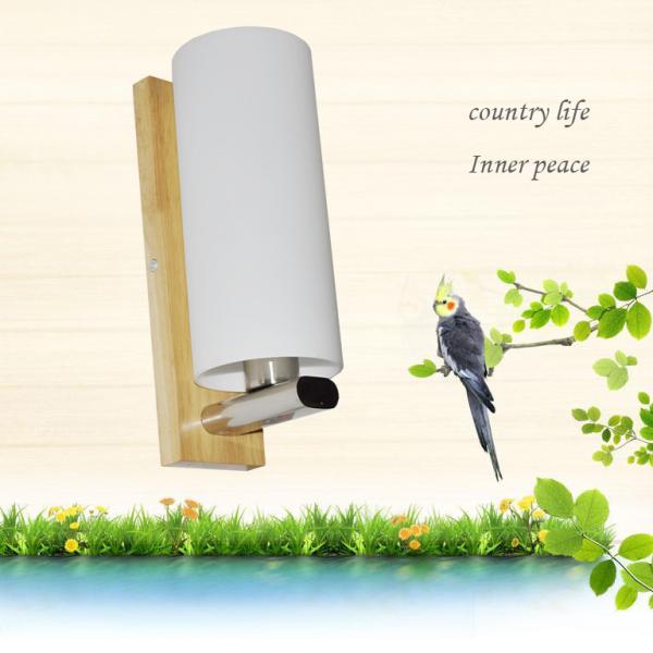 environment Oak wood lamp with white color round glass shade,E27 LED available