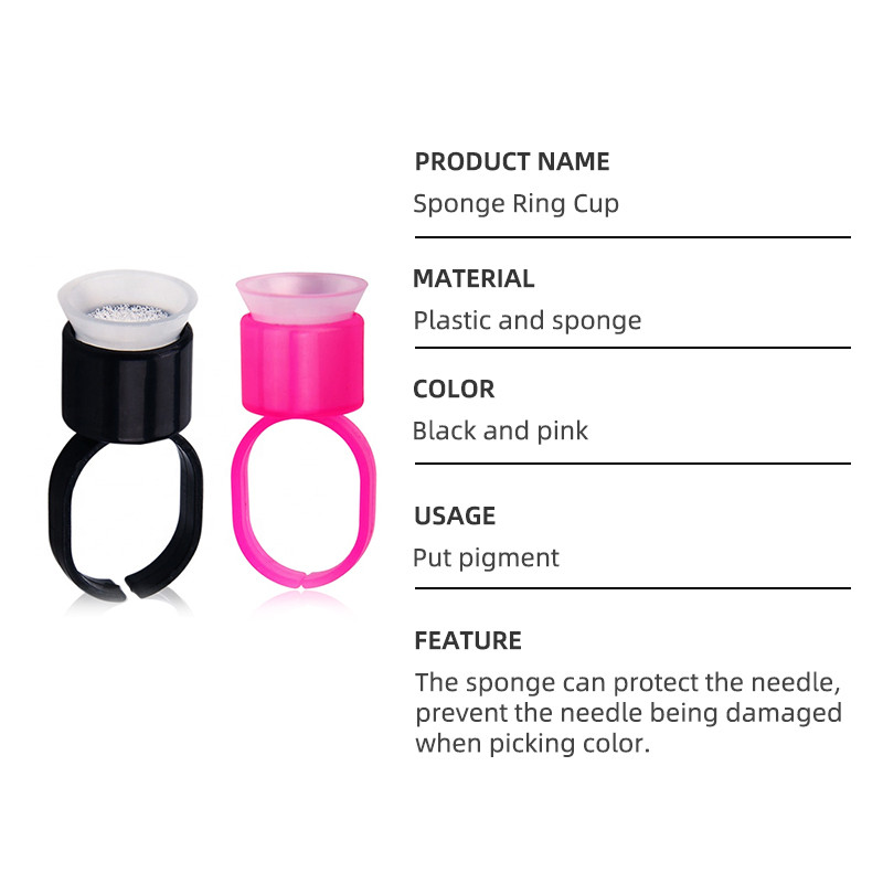 Permanent Makeup Pigment Ring With Sponge Tattoo Ink Cups Microblading Accessories