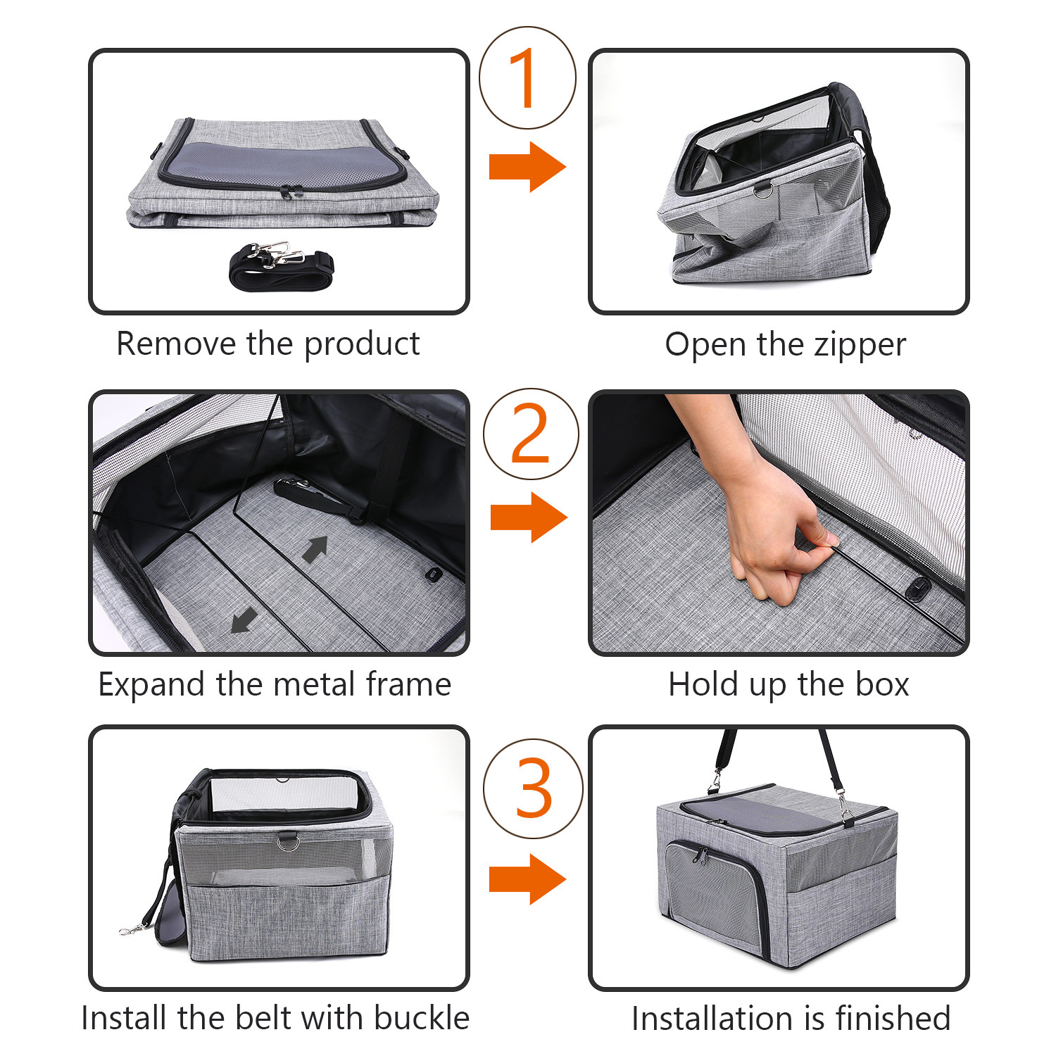 Car Back Seat Belt Cat Pet Travel Carrier Non Slip Ventilated Mesh 33*24*38cm