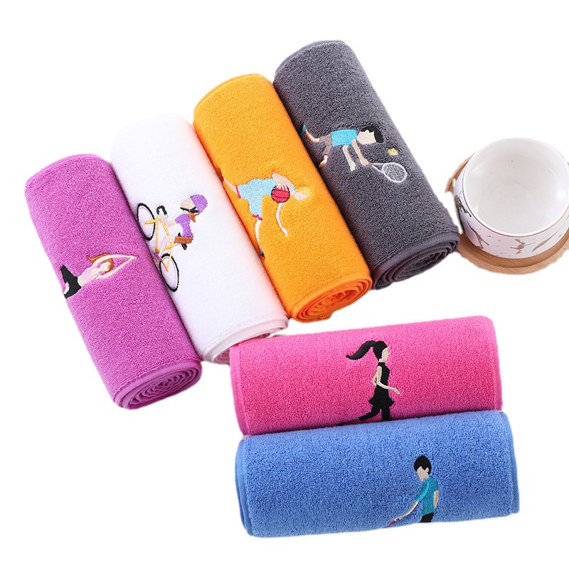 Pure Cotton Sports Towel for All Ages Plain Weave Sweat-Wicking and Water-Absorbing