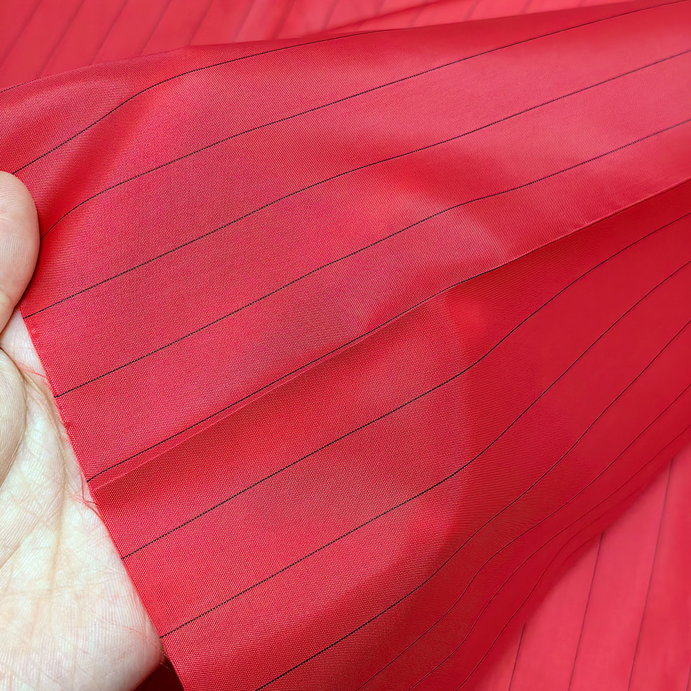 Red 17MM Stripe 99% Polyester+1% Conductive Stripe Lab Lint Free Anti-static ESD Antistatic Fabric