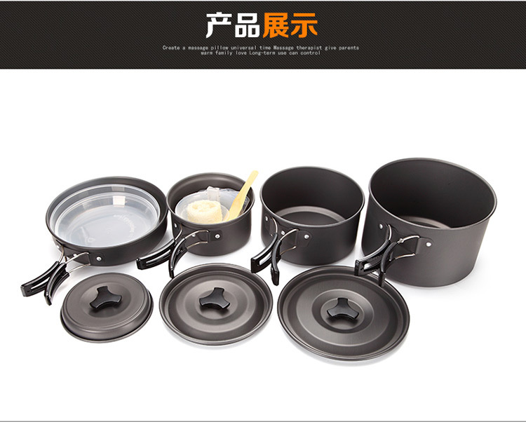 Modern Design Style Picnic Camping Cooking Set With Aluminum Handle