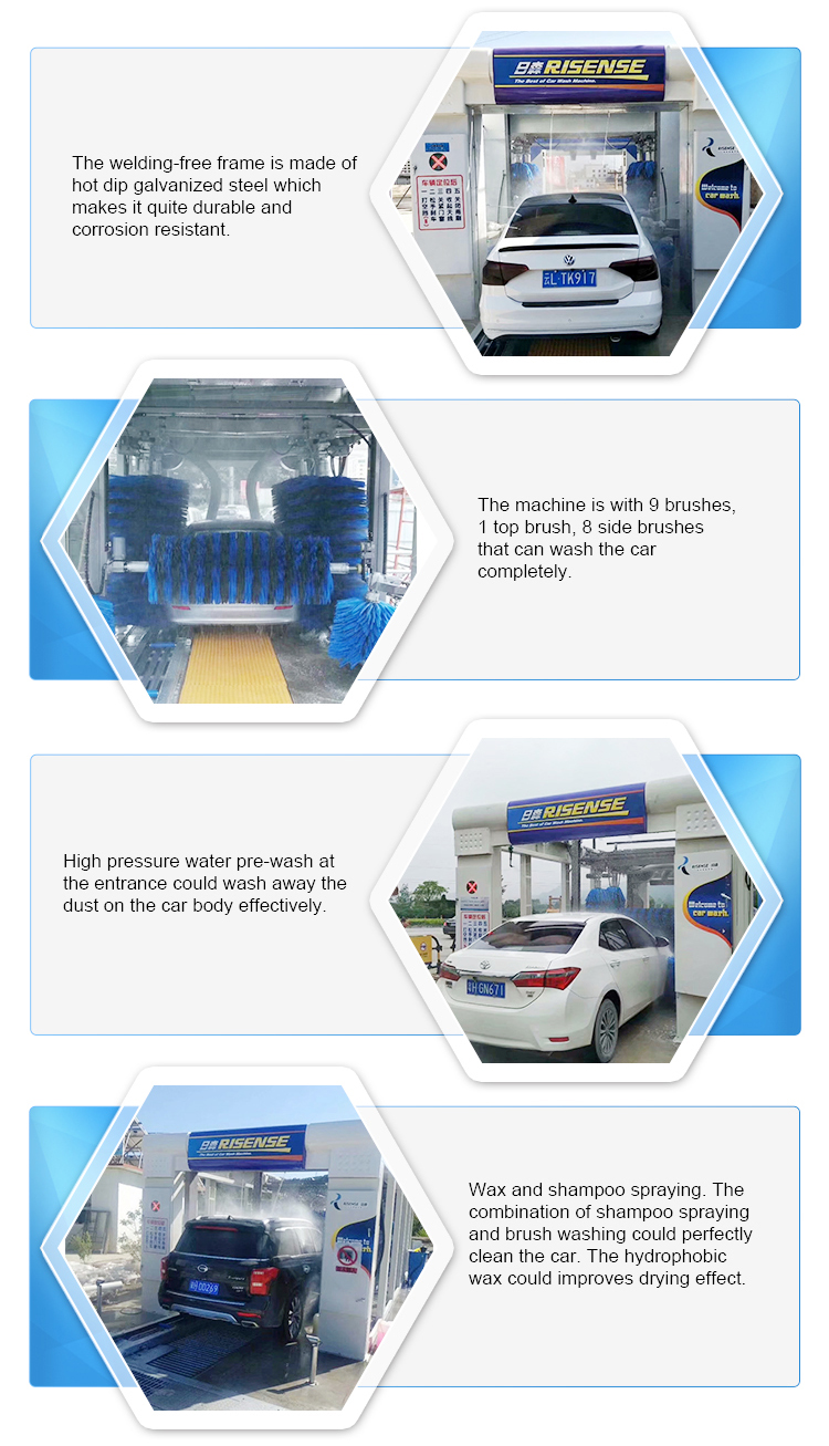 5300x2200x2100mm Fully Automatic Tunnel Car Wash Machine System