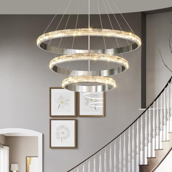 Modern Hotel Lobby Crystal Chandelier Villa Living Room Loft Staircase Round