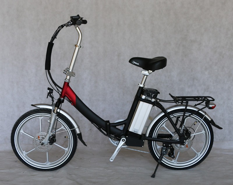 Foldable E Bicycle with Integrated Wheel and Brushless Motor Red Black Optional 36V