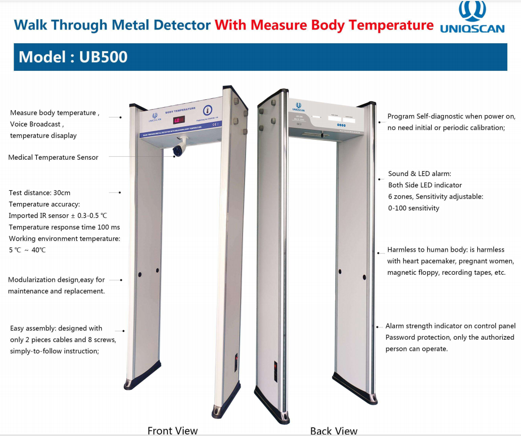 Walk Through IR Sensor IP65 Temperature Scanner Gate