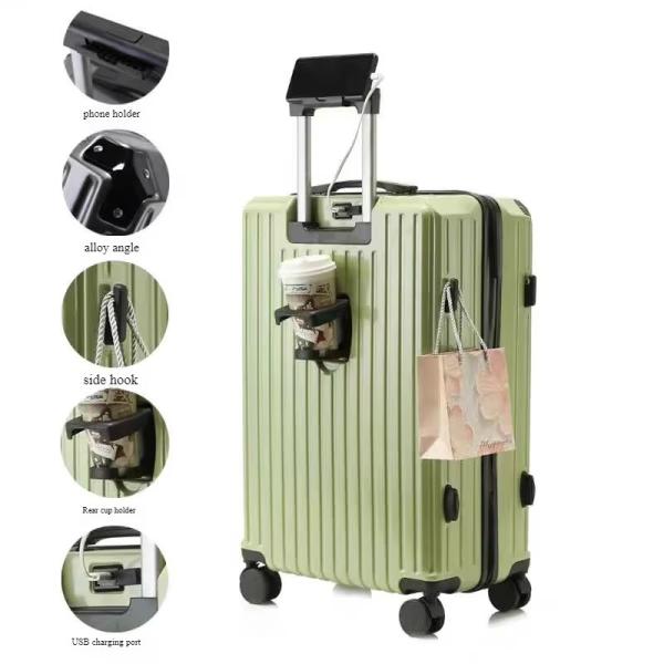 Unisex Multifunctional Carry-On Luggage with Silent Spinner Wheels ABS PC
