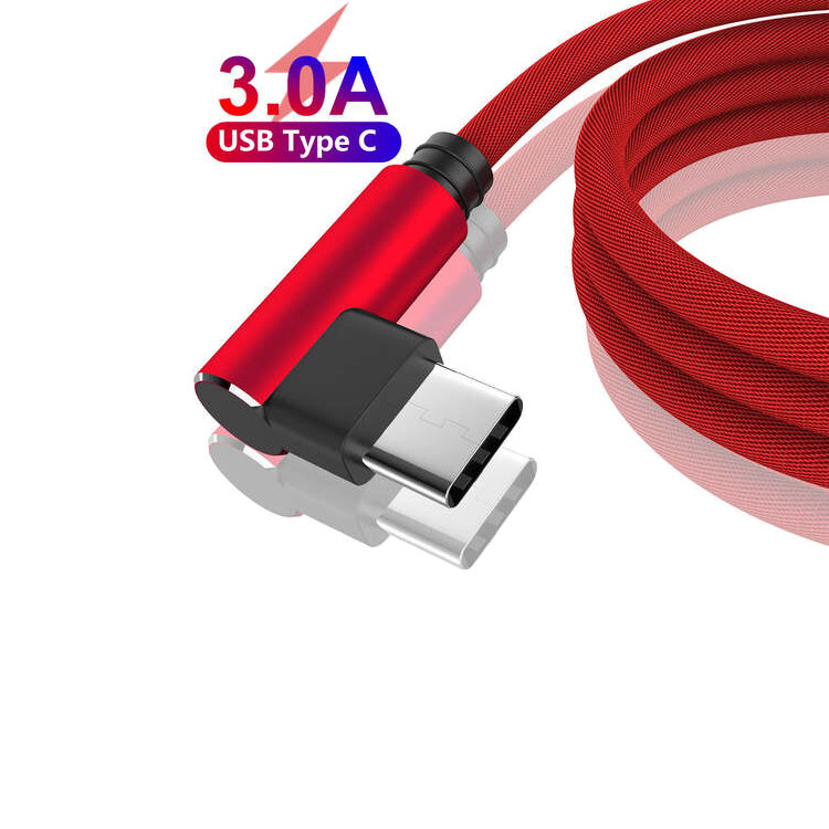 Data Transmission 2M Right Angle USB C Charging Cable ISO9001