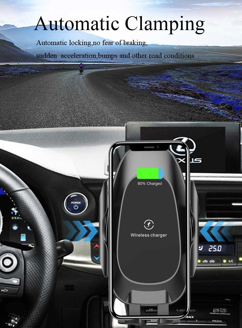 360 Rotation 10W Car Mount Wireless Charger Cell Phone Mount Charger