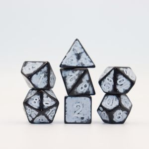 Antique old black back red resin character playing board game dice set dnd dice