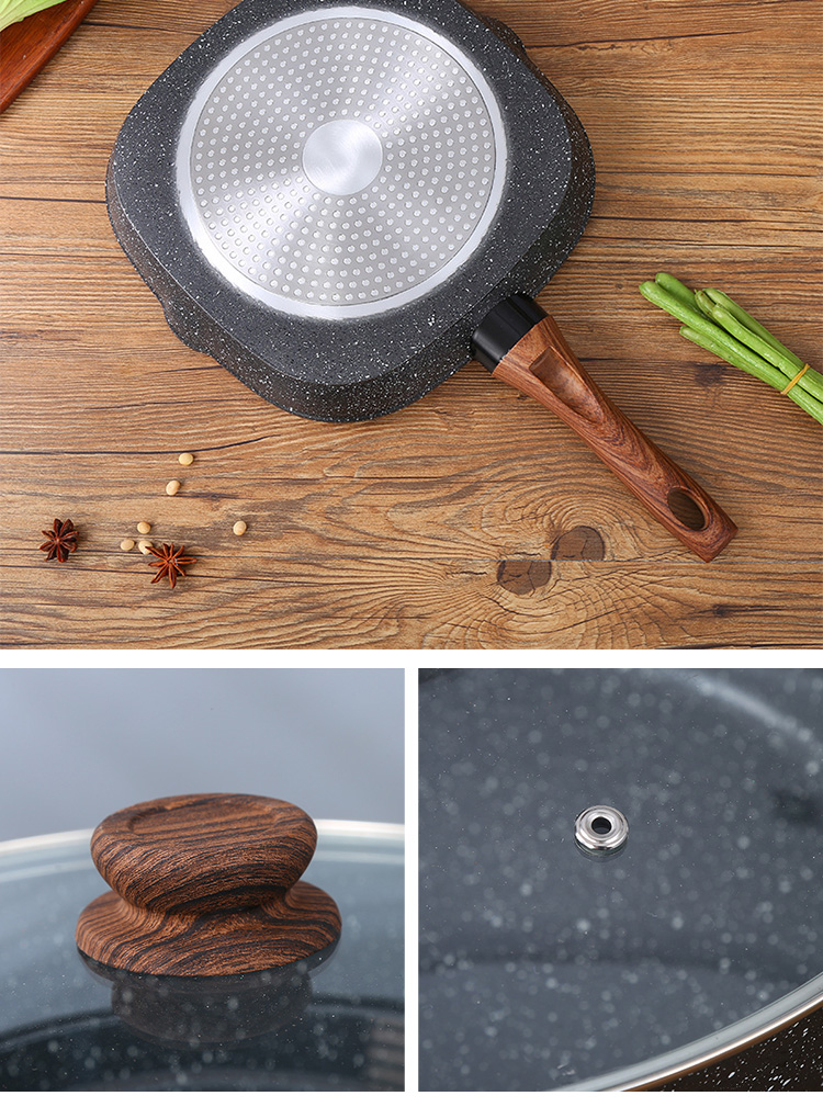 Various Models Kitchen Cookware Maifan Stone Aluminium Ollas Cooking Pot Sets With Thick Wooden Handle