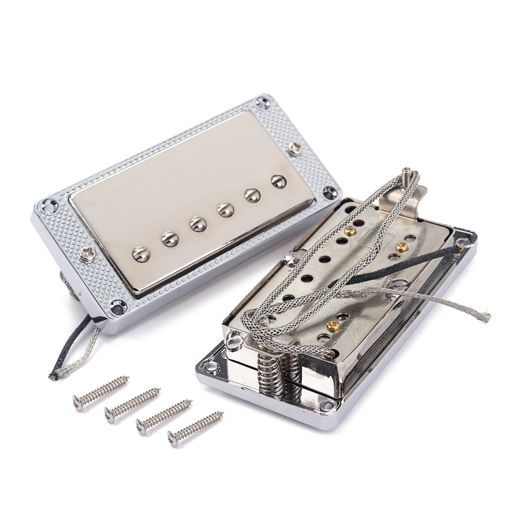 Alnico 5 Chrome Metal Pickup Dual Coil Closed Mini Humbucker for LP Guitar Bridge