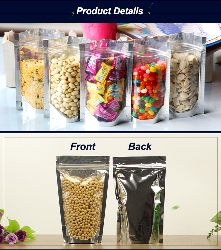 Flat Bottom Plastic Storage Bags With Zippers White Kraft Paper Food Grade
