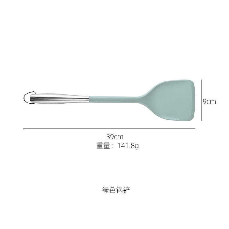 Silicone Stainless Steel Kitchen CookinUtensils Set 2-Pieces Flexible Silicone Head Cooking Utensil With Spatula, Ladle