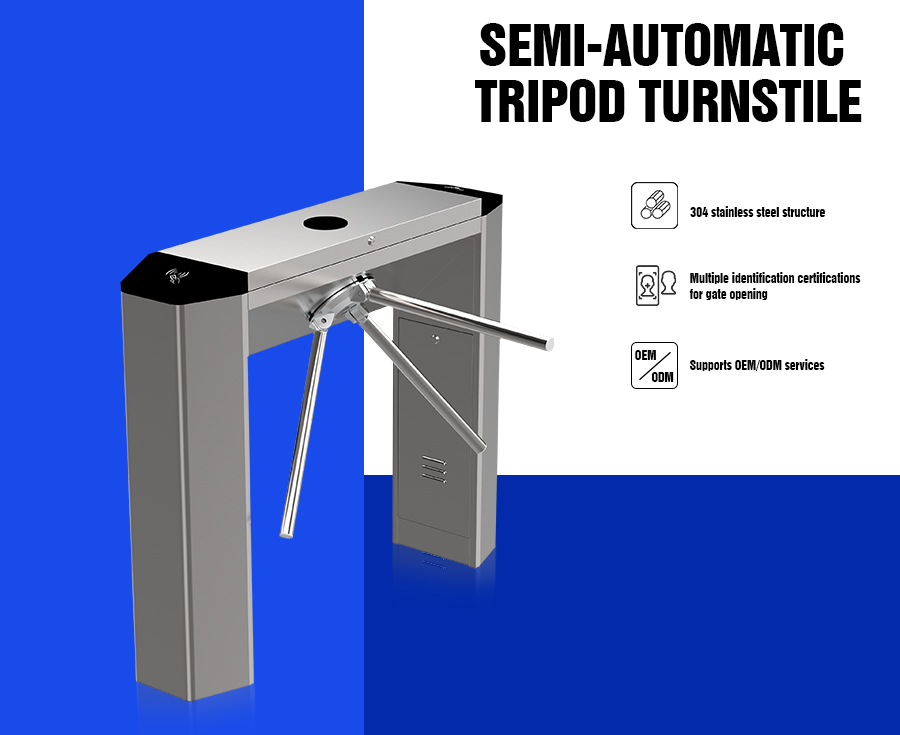 HCW RFID Card Reader Turnstile Gate 70kg Tripod Access Control System