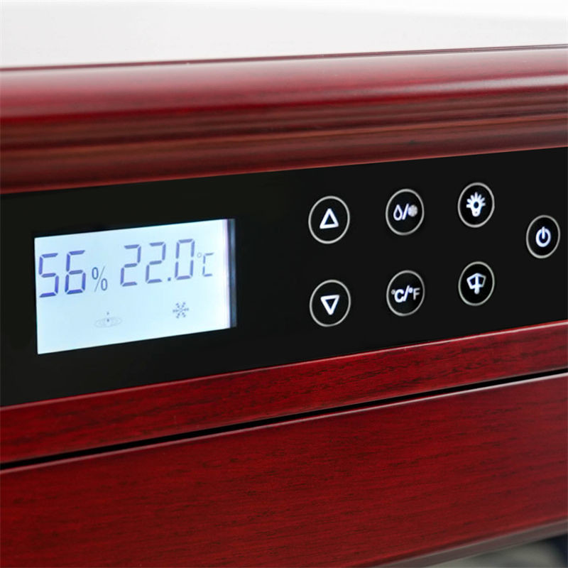 Lockable Glass Door Red Wooden Frame Digital Control Electric Cigar Cooler