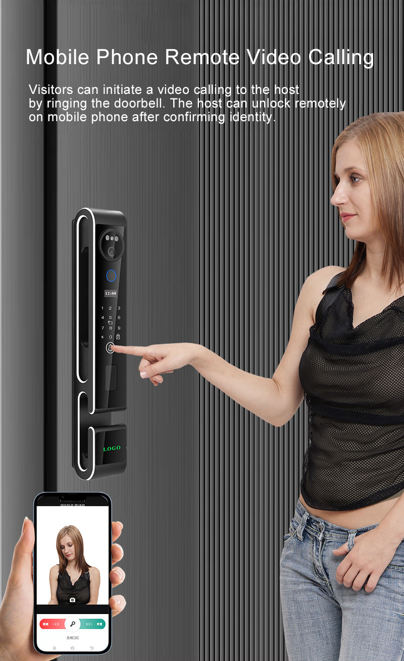 Face Recognition Video Intercom Door Lock Tuya Smart Glass Door Lock