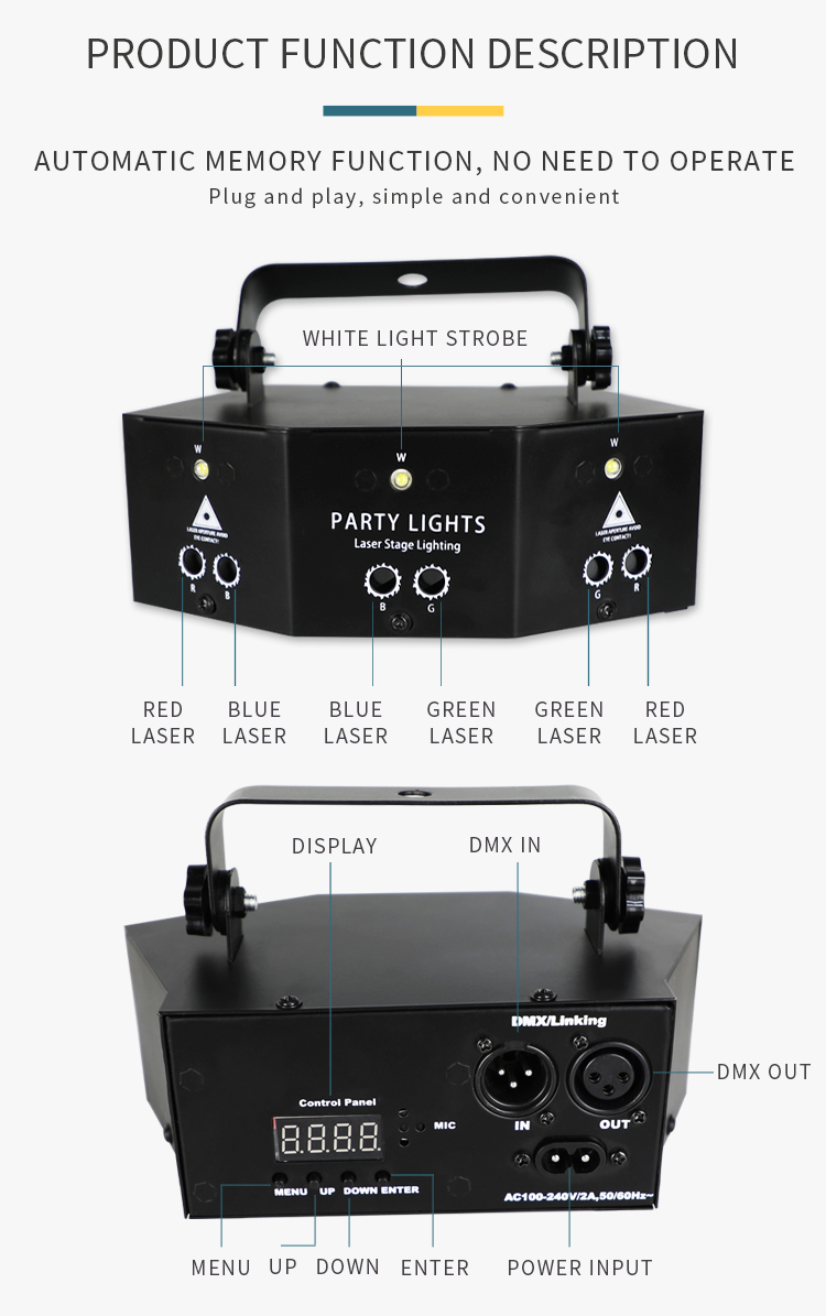 2022 New 9 Eyes KTV Bars Stage Party Light Sound Activated Home Projection Cool Dazzling DMX DJ Disco Dance Laser Strob