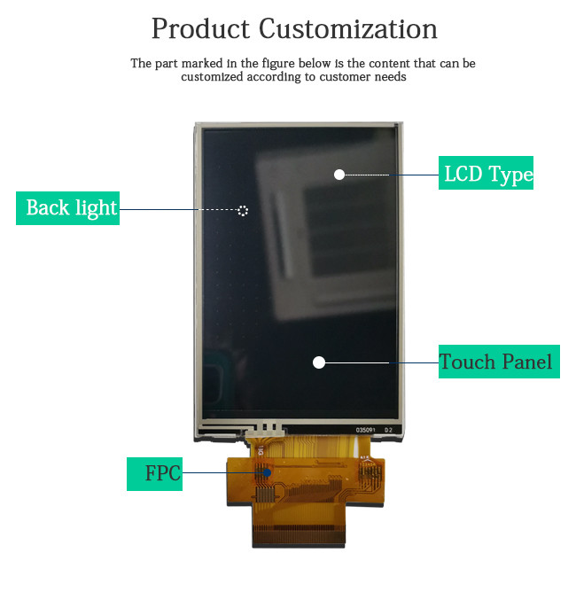 Mcu Spi 3.5in Tft Lcd Display Module 280cd/m2 Dot Matrix Tft Screen