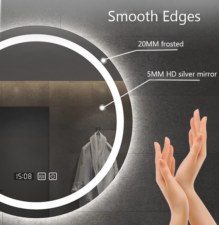 Copper Free Sensor Touch Mirror 5mm LED Backlit Bathroom Mirror Customized