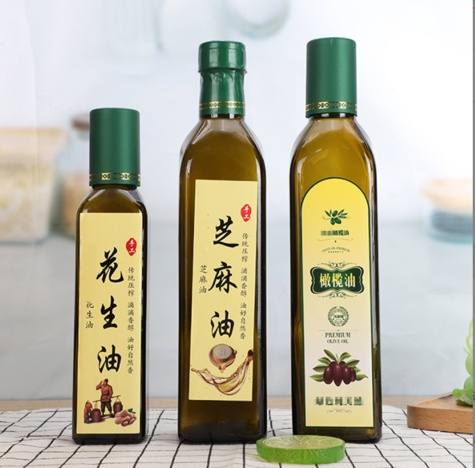 Glass Bottle Material Square Luxury Cooking Olive Oil Glass Bottle 250ml 500ml 750ml