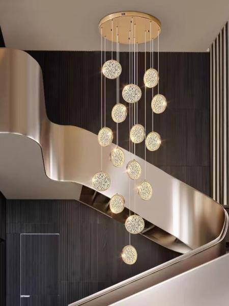 Luxury Hotel Lobby Decorative Gold Big Size Customized Modern Led Ceiling