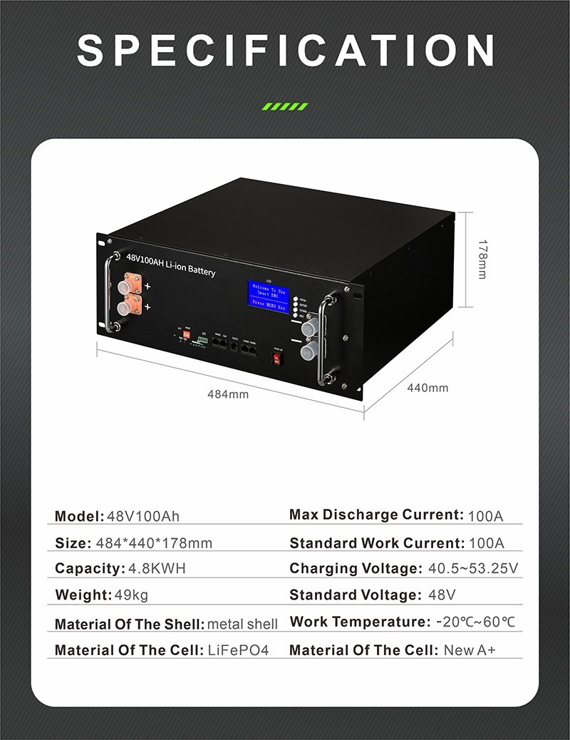 5000-8000 Cycles Lithium Ion Storage Battery 10kw 12v 24v 48v 72v 96v Lifepo4 Battery