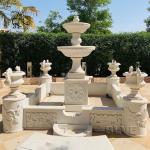 White Marble Front Yard Water Fountain Stone Garden Flowerpots Fountains Large